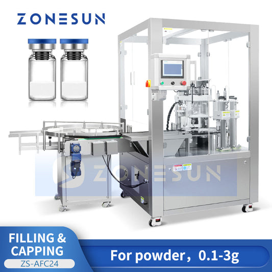 ZONESUN ZS-AFC24B Automatic Vial Powder Filling and Capping Machine Auger Filler Freeze Dried Powder Packaging