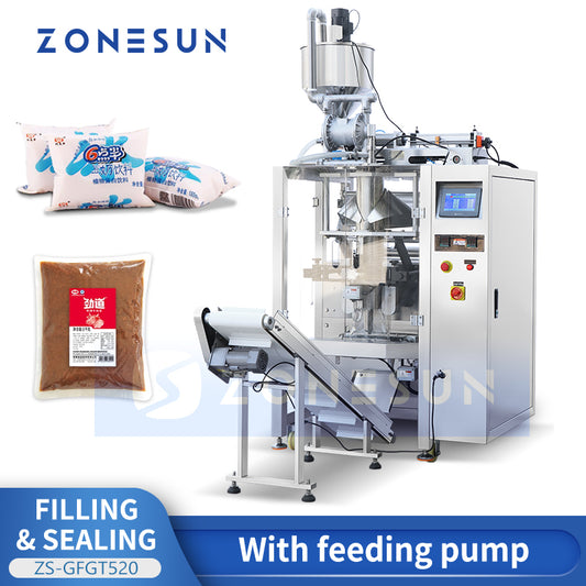 ZONESUN ZS-GFGT520 Full Automatic Paste Satchet Bag Filling Sealing Machine With Feeding Pump