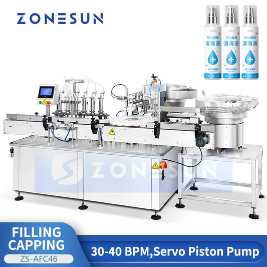 ZONESUN ZS-AFC46 Automatic Perfume Spray Bottle Filling Capping Machine | Monoblock Equipment