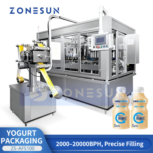 ZONESUN ZS-AFS100 High-Speed Yogurt Drinks Filling and Sealing Machine for Dairy Bottles