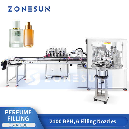 ZONESUN ZS-AFC9B Automatic Perfume Filling Capping Crimping Machine Cosmetic Fragrance Packaging Equipment