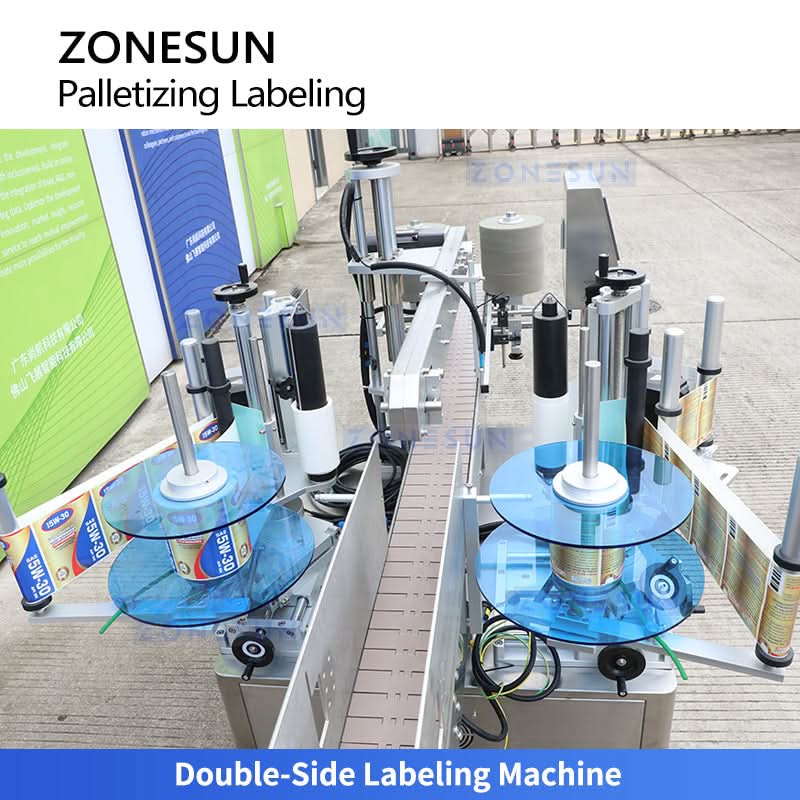 ZONESUN ZS-TB70DM Automatic Dual-Lane Bundle Stacking Palletizing & Double-Side Labeling Line