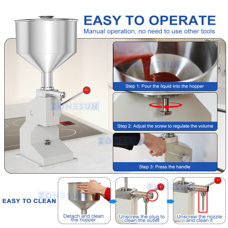 ZONESUN Manual Liquid Paste Filling Machine Shampoo Filler ZS-A03S ZONESUNPRO