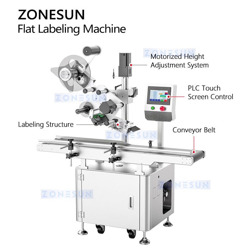 ZONESUN ZS-TB120M Automatic Flat Surface Labeling Machine for Boxes & Pouches Top Labeling Equipment