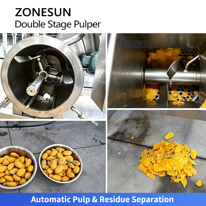 ZONESUN ZS-ZJ02 Fruit Pulper Machine Applications Tomato, Mango, Berry & Soft Fruit Processing
