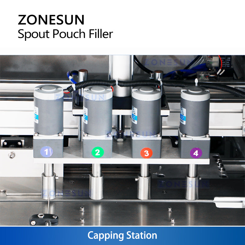 ZONESUN ZS-ASPM4 Automatic 4-Head Magnetic Pumps Spout Pouch Filling Capping Machine