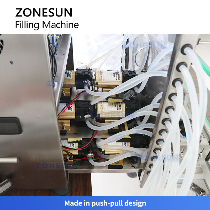ZONESUN ZS-VTDP12P 12 Nozzles Diaphragm Pump Liquid Filling Machine With Conveyor ZONESUNPRO
