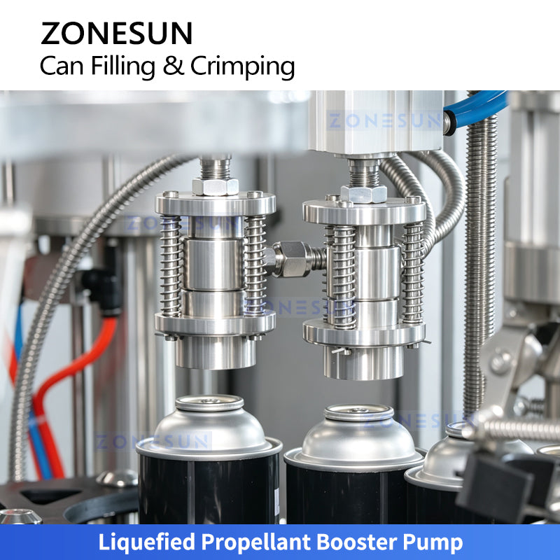 ZONESUN ZS-QW1600D Automatic Aerosol Can Filling, Valve Inserting and Crimping Machine