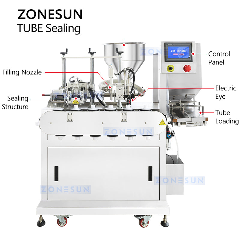 ZONESUN ZS-TFS6 Linear Ultrasonic Tube Paste Filling and Sealing Machine