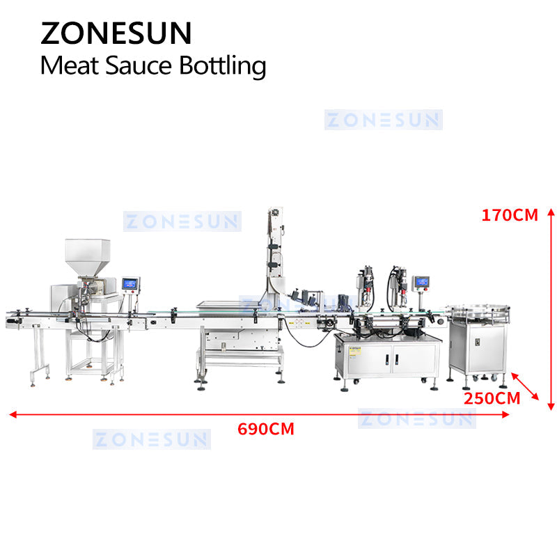 ZONESUN Meat Sauce Bottling Line Thick Paste Filling and Capping Machine ZS-FAL180B5 ZONESUNPRO