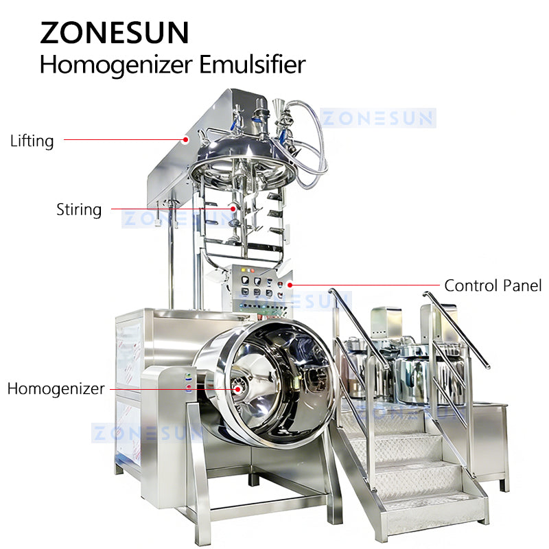 ZONESUN ZS-LTR500 Vacuum Homogenizer Cream Lotion Emulsifying Mixer