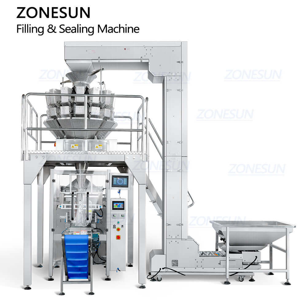 ZONESUN ZS-GW14 Fully Automatic 14 Heads Herb Seasoning Dried Fruit Nuts Granule Pet Food Grain VFFS Machine