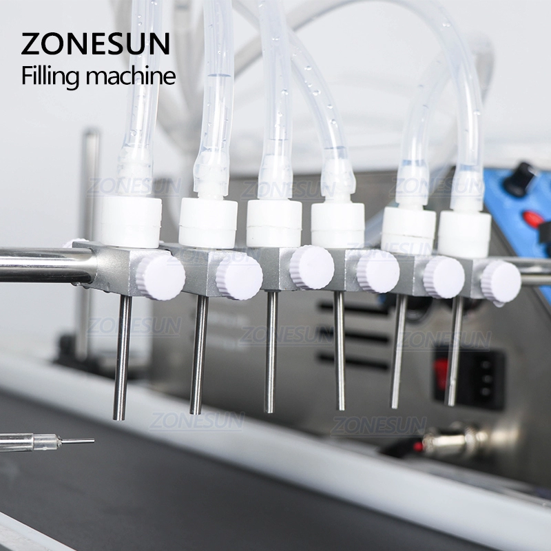 ZONESUN ZS-DTPP6B Desktop 6 Heads Peristaltic Pump Liquid Filling Machine With Conveyor ZONESUNPRO