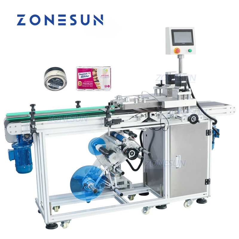 ZONESUN Automatic Flat Surface Bottle Cosmetic Box Bottom Labeling ...