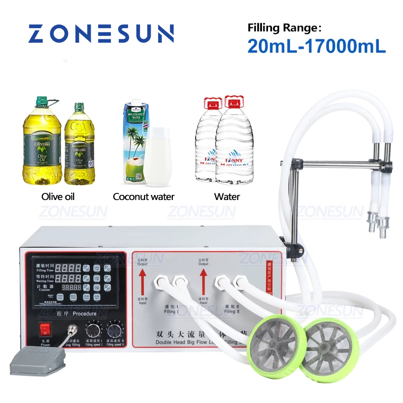 ZONESUN GFK-17B High Flow Rate 2 Nozzles Diaphragm Pump Liquid Filling Machine