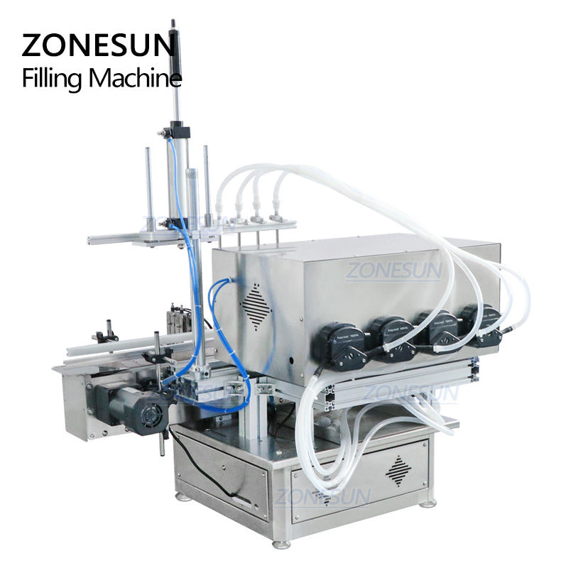 ZONESUN ZS-DTPP4D Desktop 4 Diving Nozzles Peristaltic Pump Liquid Filling Machine ZONESUNPRO
