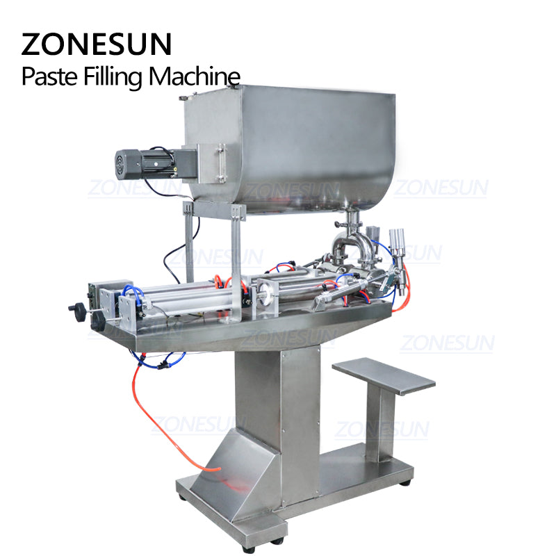 ZONESUN Semi Automatic 2 Heads Paste Filling Machine With Mixer ZONESUNPRO