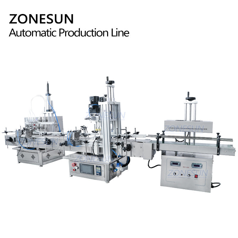 ZONESUN ZS-FAL180S Tabletop 4 Diving Heads Liquid Filling Capping Sealing Production Line ZONESUNPRO