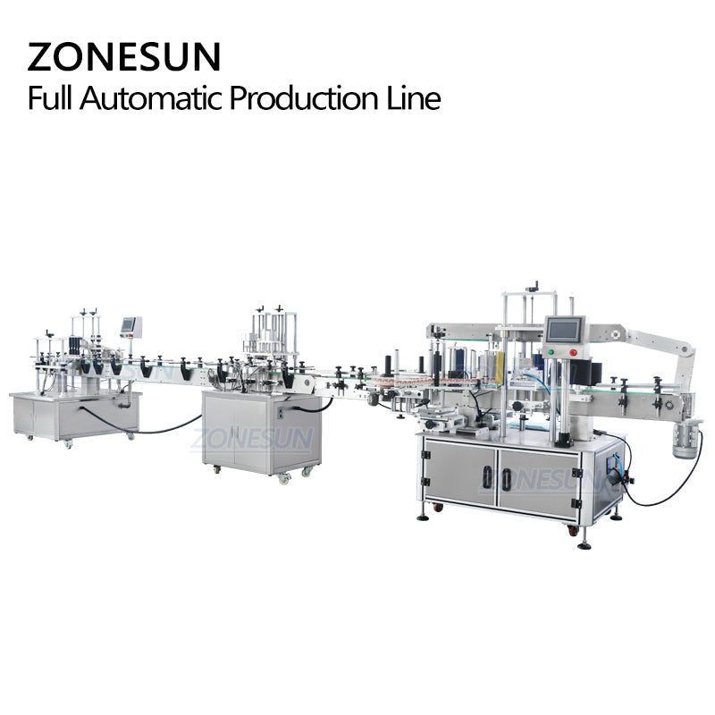 ZONESUN ZS-FAL180X1 Automatic Vacuum Liquid Filling Capping and Round&Square Bottle Labeling Machine ZONESUNPRO