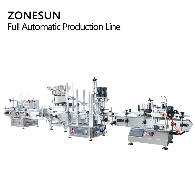 ZONESUN ZS-FAL180C5 Desktop 4 Nozzles Liquid Filling Capping And Labeling Machine With Vibratory Bowl ZONESUNPRO