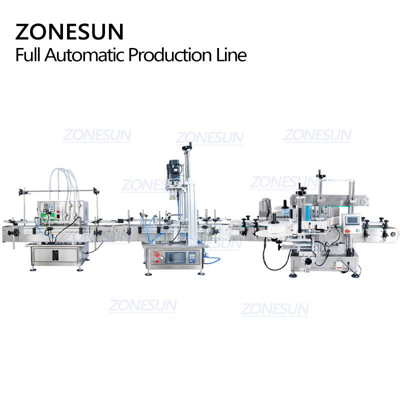 ZONESUN ZS-FAL180C9 Automatic Square Bottle Liquid Filling Capping And Double Sides Labeling Machine ZONESUNPRO