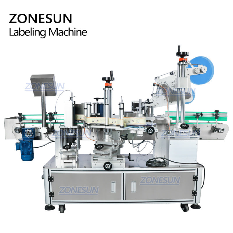 ZONESUN ZS-TB822D Automatic Double Sides Positioning Round Bottle Labeling Machine ZONESUNPRO