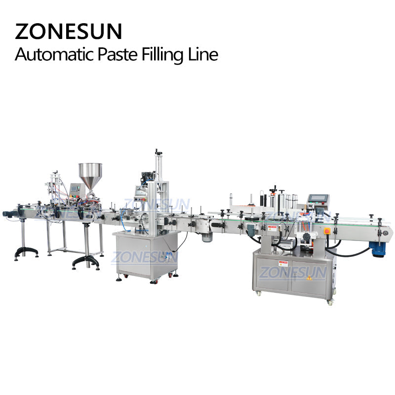 ZONESUN ZS-FAL180R9 Full Automatic 2 Heads Paste Round Bottle Filling Capping Labeling Machine ZONESUNPRO