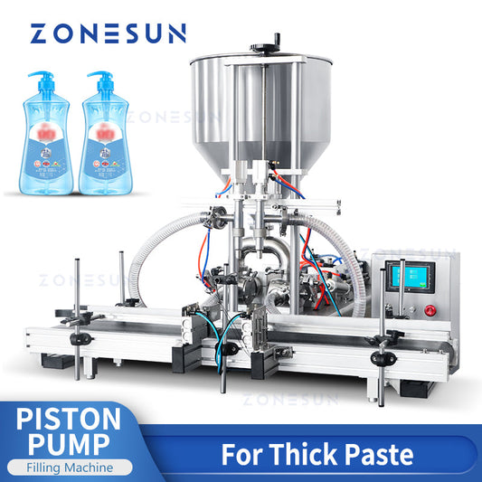 ZONESUN ZS-DTGT2 Máquina automática de llenado de pasta con bomba de pistón neumática de 2 boquillas de elevación