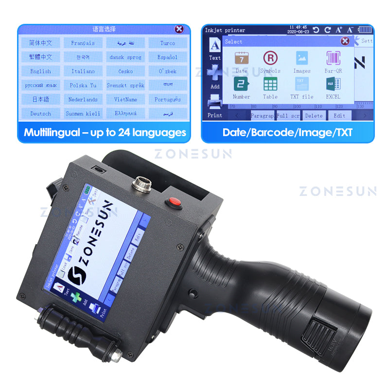 Máquina de impresión de inyección de tinta multilingüe de mano ZONESUN ZS-HIP508