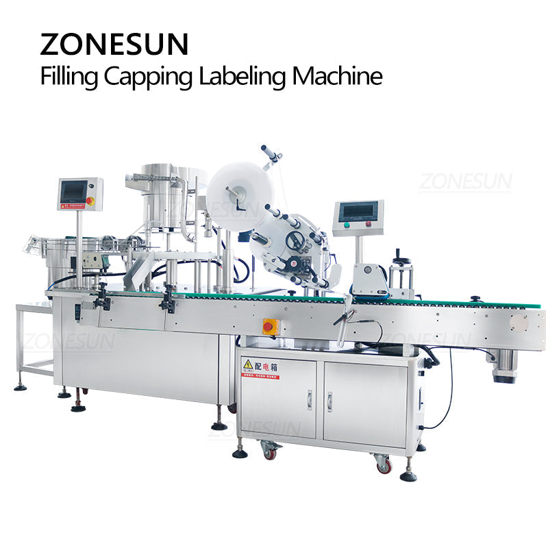 ZONESUN ZS-FAL180Z3 Full-automatic Peristaltic Pump Liquid Filling Capping Labeling Machine With 2 Unscramblers ZONESUNPRO
