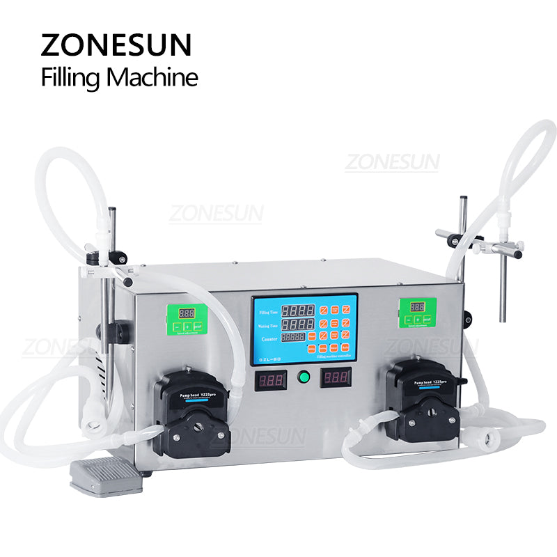 ZONESUN Semi-automatic 2 Nozzles Peristaltic Pump Liquid Filling Machine ZONESUNPRO
