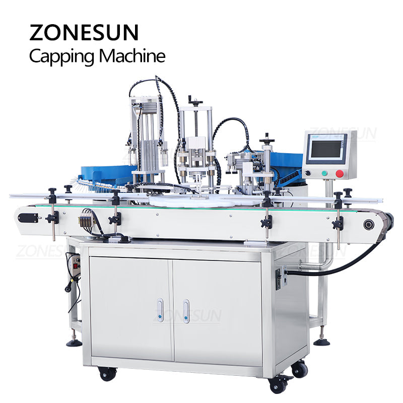 ZONESUN ZS-AFC8 Rotate Spray Head Round Bottle Capping Machine with Cap Feeder ZONESUNPRO