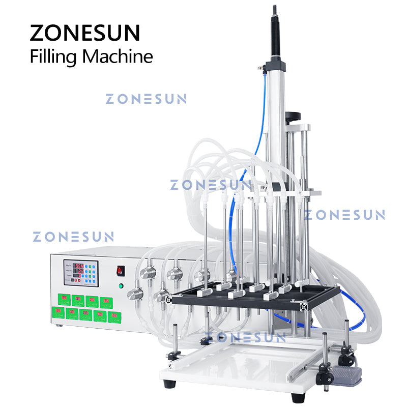 ZONESUN ZS-YTMP9C Pneumatic 9 Diving Nozzles Magnetic Pump Liquid Filling Machine ZONESUNPRO
