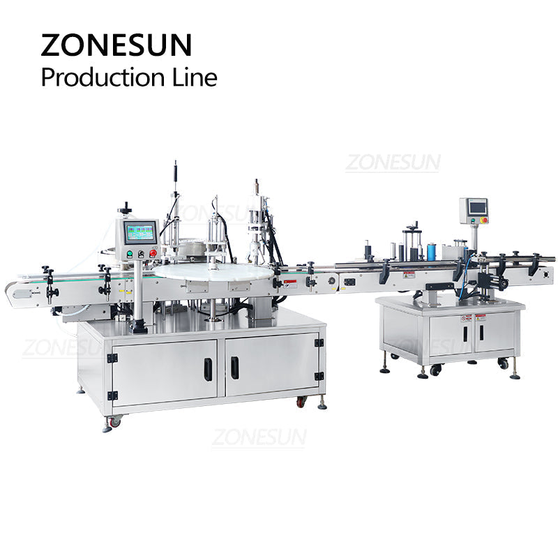 ZONESUN ZS-FAL180A10 Single Nozzle Peristaltic Pump Liquid Filling Cap Feeding Screwing Round Bottle Labeling Production Line ZONESUNPRO