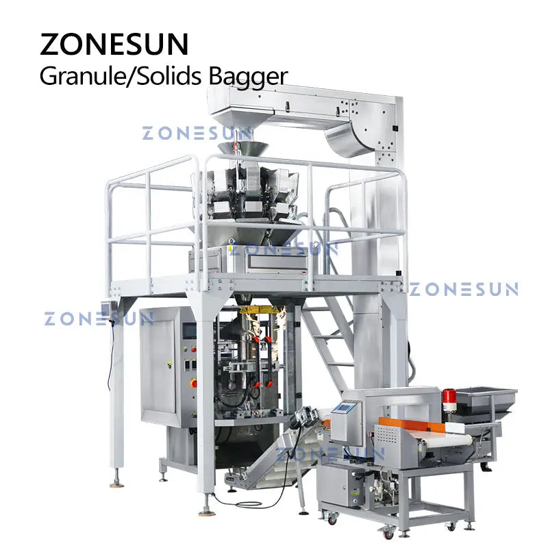 ZONESUN ZS-GW10 Automatic Granule Feeding Weighing Filling Sealing Machine With Metal Detector ZONESUN