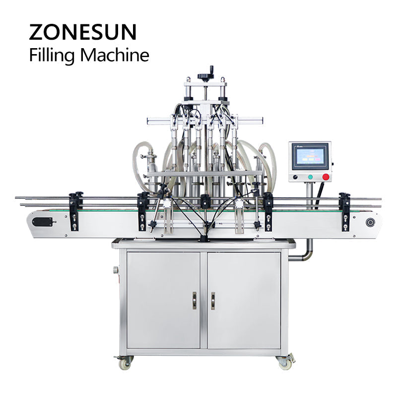ZONESUN ZS-YT6T-6V Automatic Piston Pump Liquid Filling Machine With MIxing Tank ZONESUNPRO