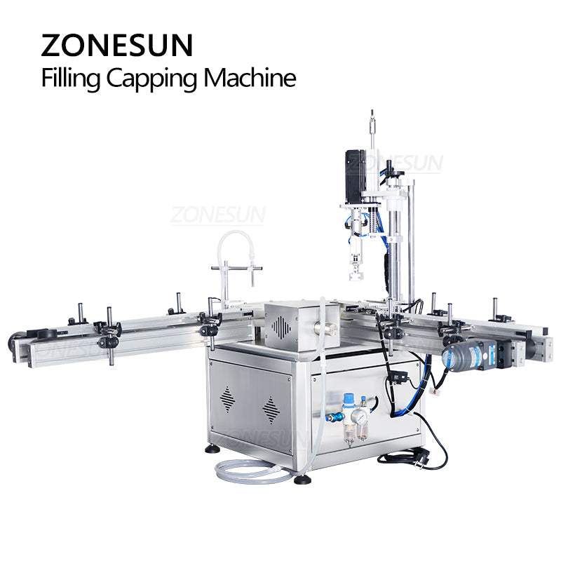 ZONESUN ZS-AFC1S Automatic Magnetic Pump Liquid Filling And Capping Machine with Turntable Conveyor ZONESUNPRO