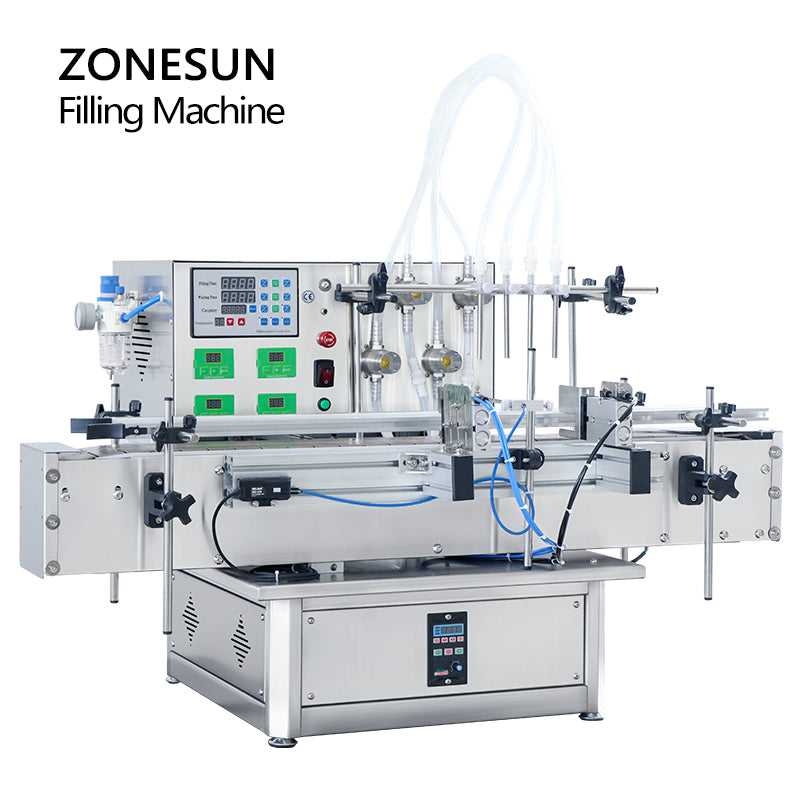 ZONESUN ZS-DTMP4Y Tabletop Automatic 4 Heads Magnetic Pump Liquid Filling Machine ZONESUNPRO
