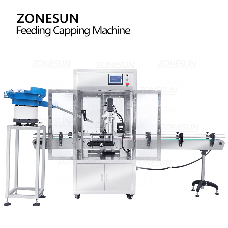 ZONESUN ZS-XG440DV Automatic Capping Machine With Cap Feeder and Dust Cover ZONESUNPRO