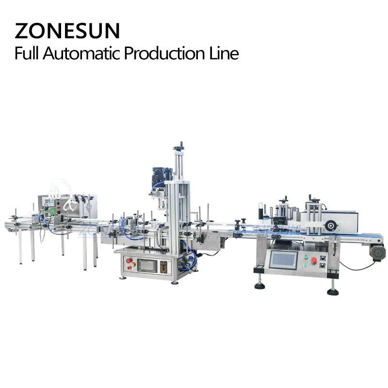 ZONESUN ZS-FAL180 Tabletop 4Nozzles Liquid Filling Capping Labeling Machine With Date Coder ZONESUNPRO