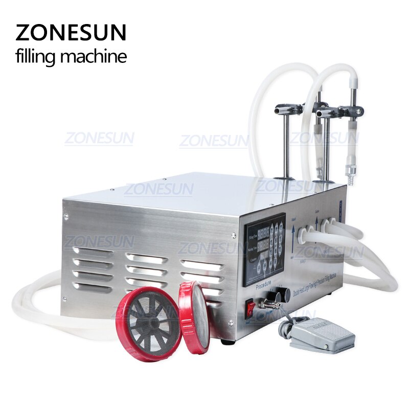 ZONESUN GZ-D1 Semi Automatic 2 Nozzles Diaphragm Pump Liquid Filling Machine ZONESUNPRO