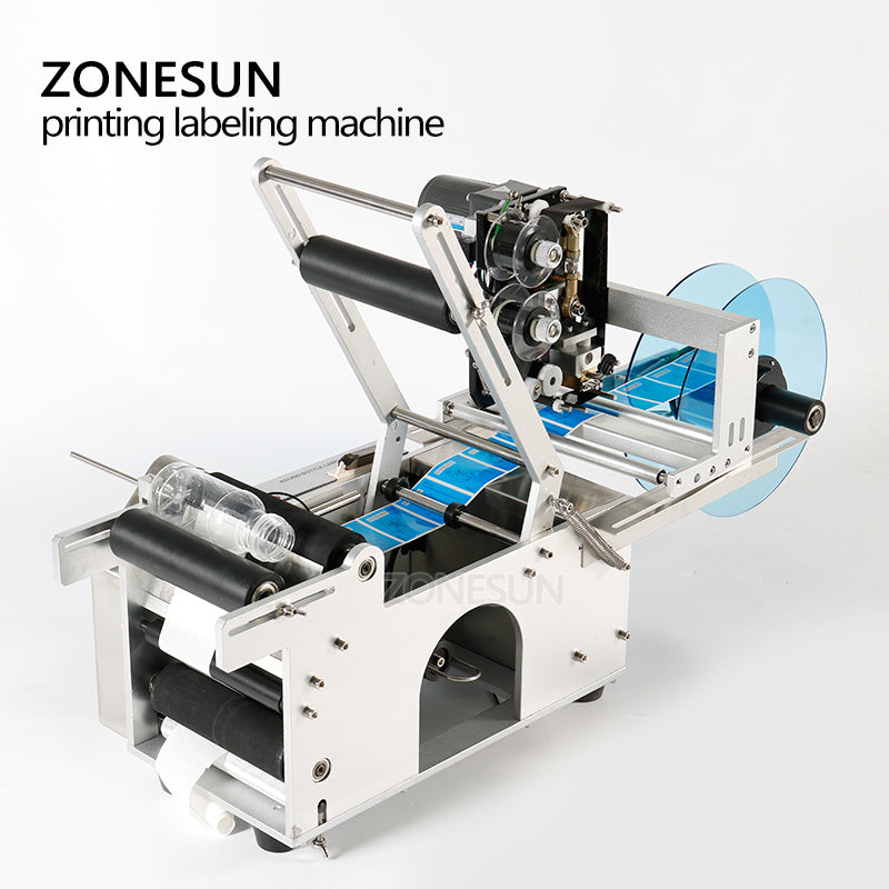 ZONESUN ZS-TB50D/T Semi Automatic Round Bottle Labeling Machine For Normal Transparent Label ZONESUNPRO