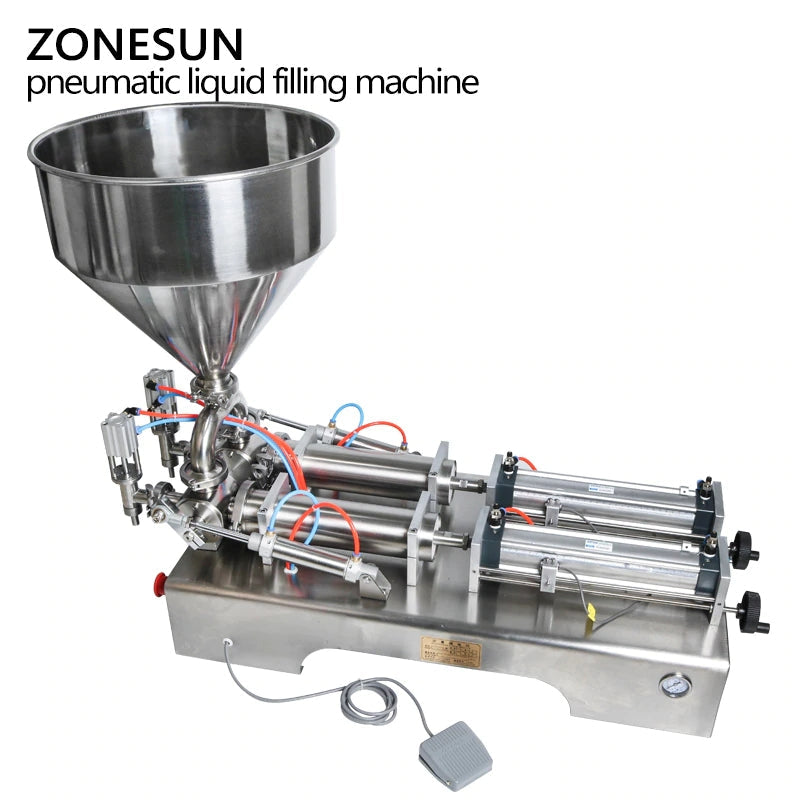 ZONESUN ZS-GT2 Semi Automatic 2 Nozzles Paste Filling Machine With Hopper ZONESUNPRO