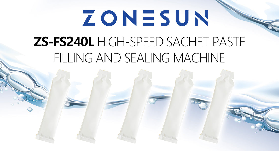 ZONESUN ZS-FS240L high-speed sachet paste filling and sealing machine with five white sachets
