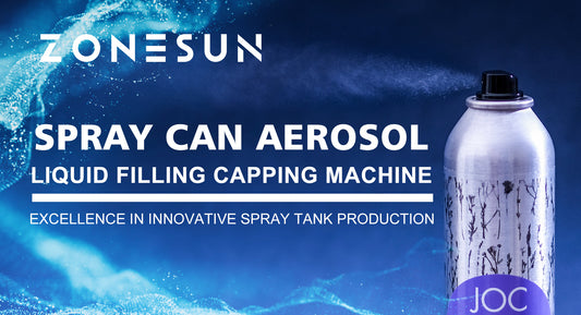 Zonesun spray can aerosol liquid filling capping machine with mist spray and blue background