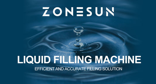 Zonesun liquid filling machine advertisement with water droplet splash, efficient and accurate filling solution