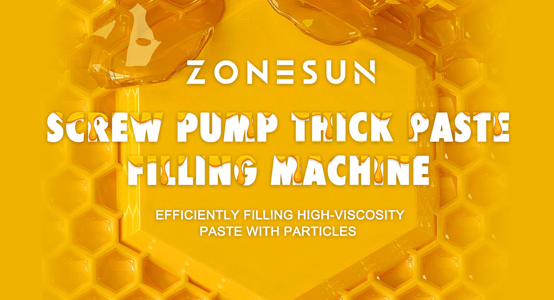 ZONESUN screw pump thick paste filling machine text with honeycomb and honey drip background