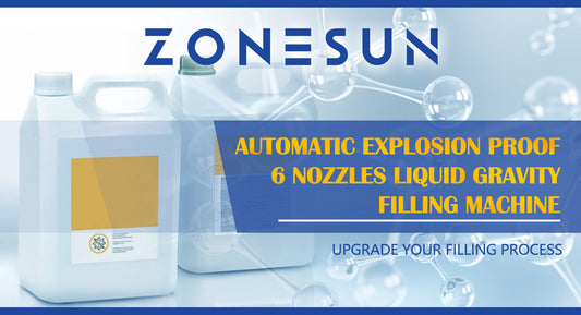 Zonesun automatic explosion proof 6 nozzles liquid gravity filling machine with plastic jerry cans