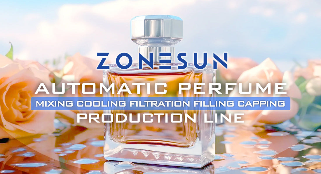 ZONESUN automatic perfume production line with glass perfume bottle and peach roses