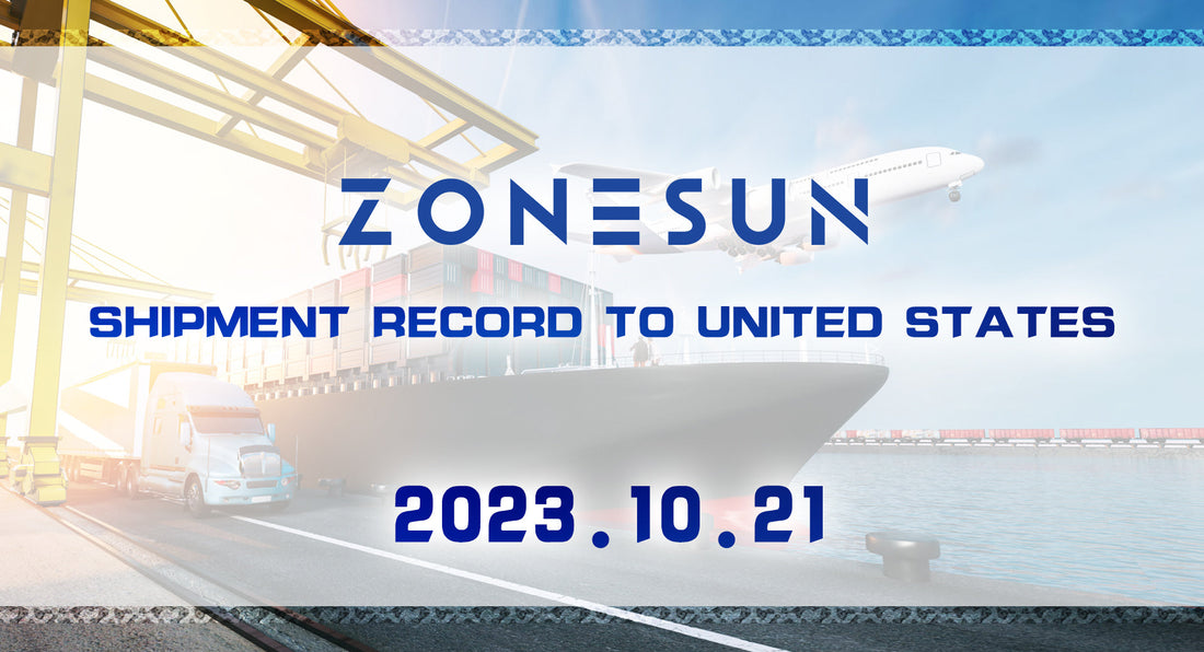 Zonesun shipment record to United States with cargo ship, shipping containers, truck, and airplane